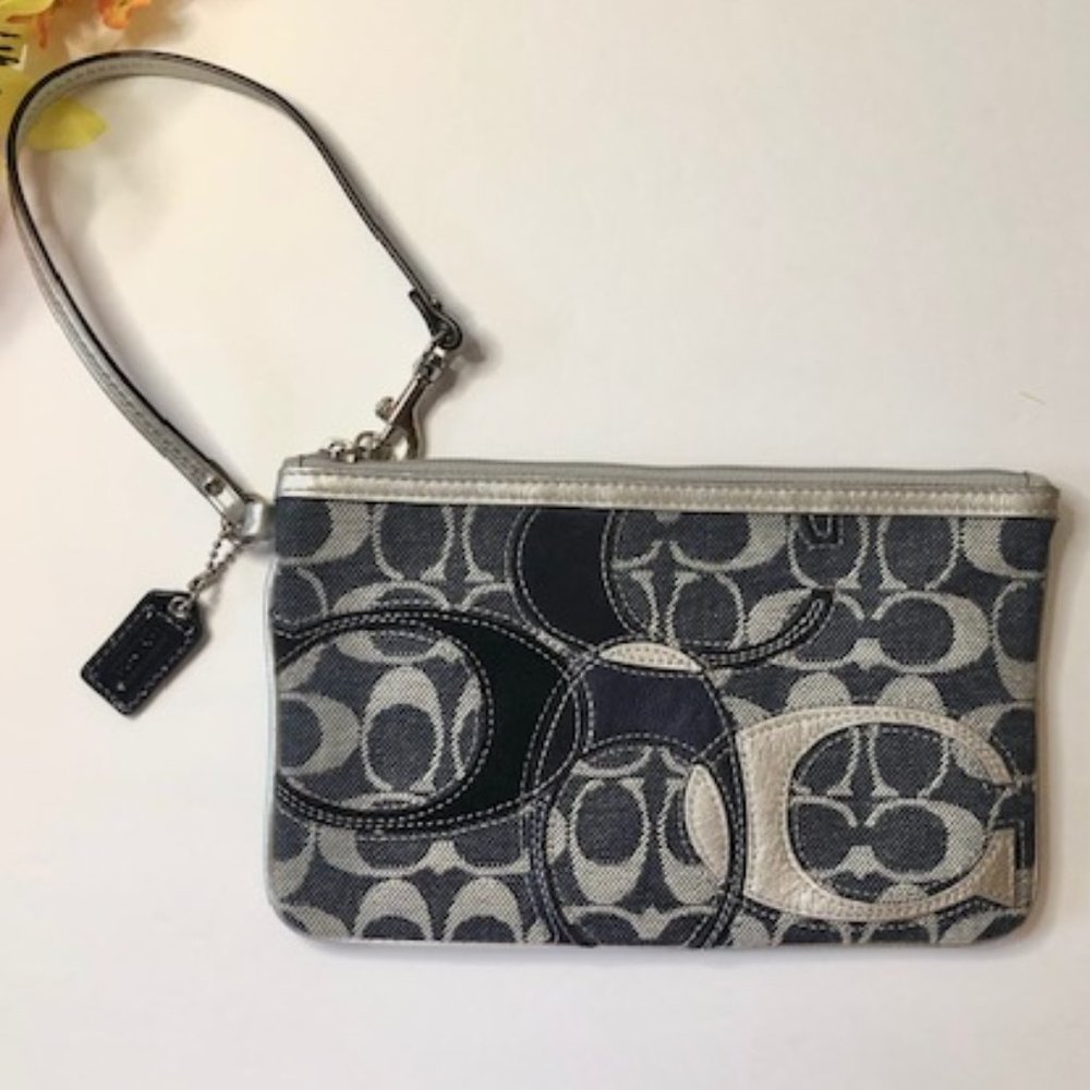 Coach Wristlet Blue and Gray Denim Purse - Picture 2 of 11